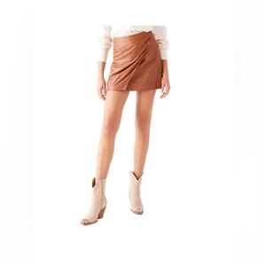 free people polyurethane brown mini skirt size 4